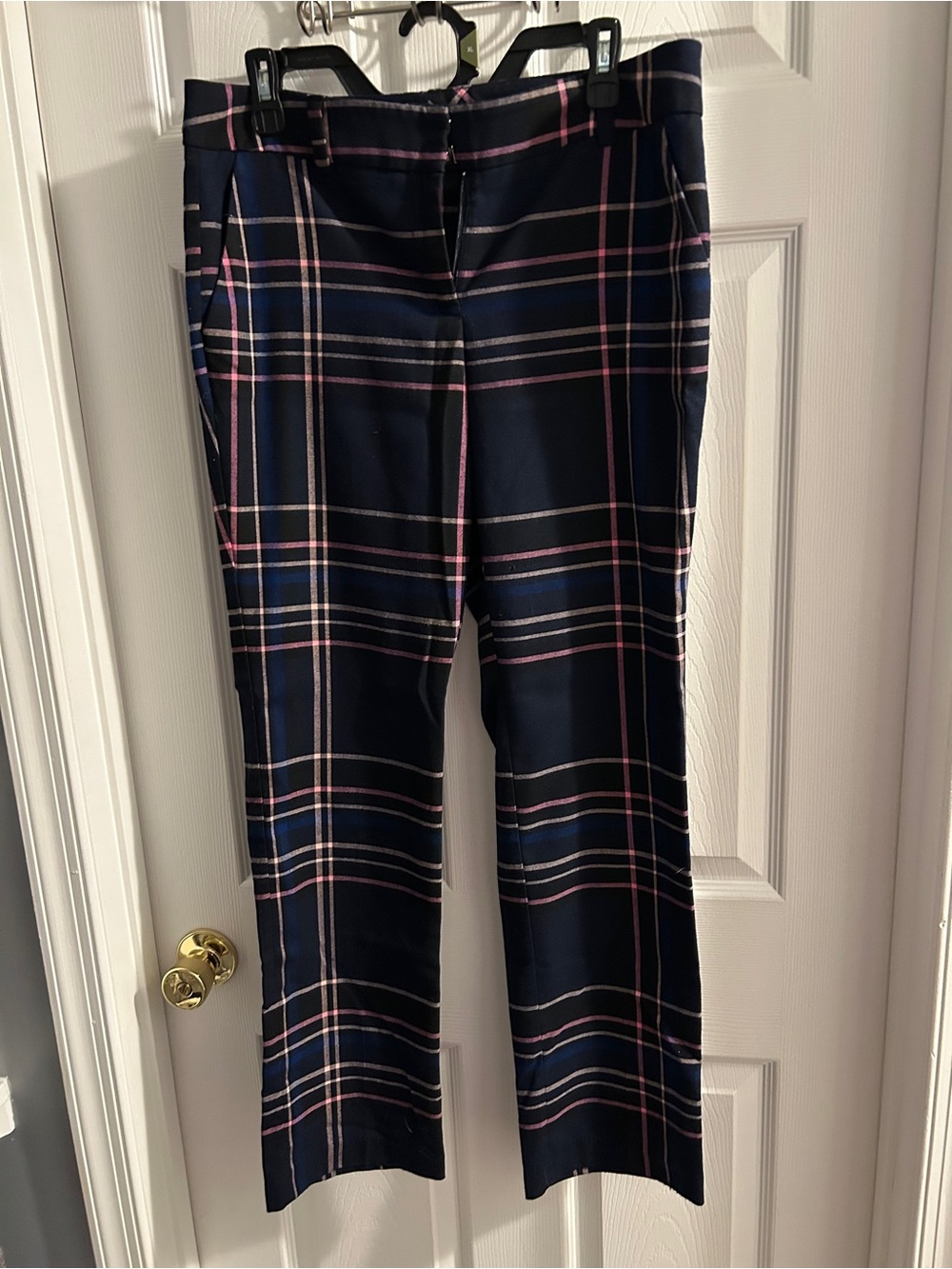 7th Avenue New York & Co. Navy, Pink, Cream Plaid Dress Pants